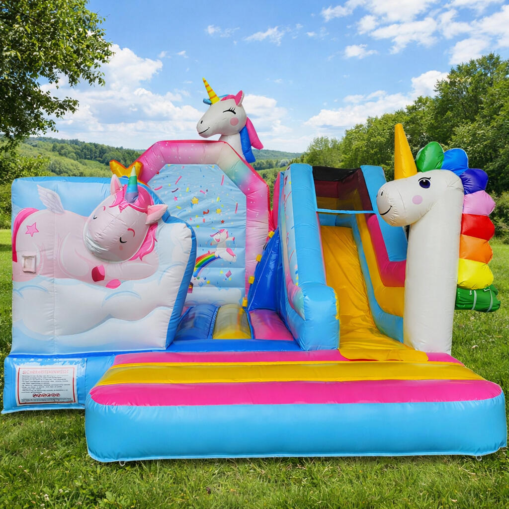 Einhorn Hüpfburg mieten – Nürnberg & Fürth Bunte Einhorn Hüpfburg für Kinder – mieten in Nürnberg und Fürth.